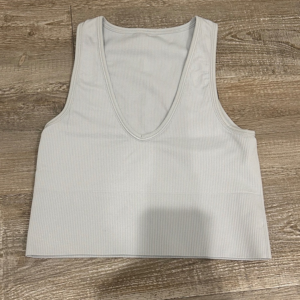 Athleta Aurora Seamless Crop Rib Tank (Dusty Blue)